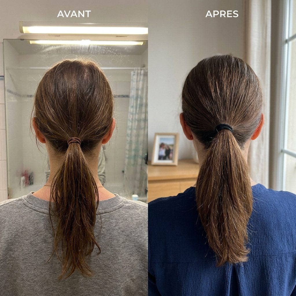 Avant/Après — Queue de cheval après 12 semaines